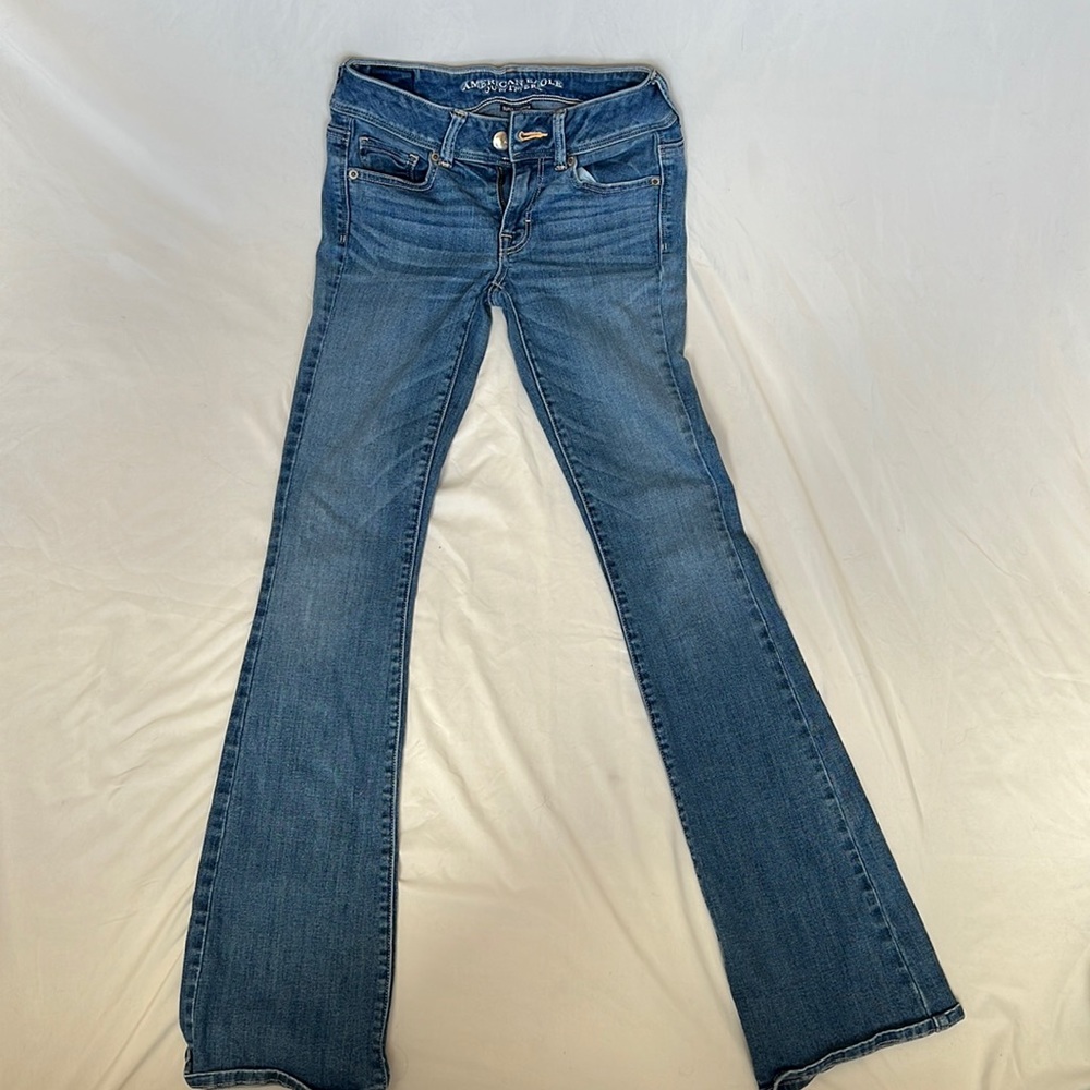 American Eagle Outfitters super stretch kick boot jeans.
